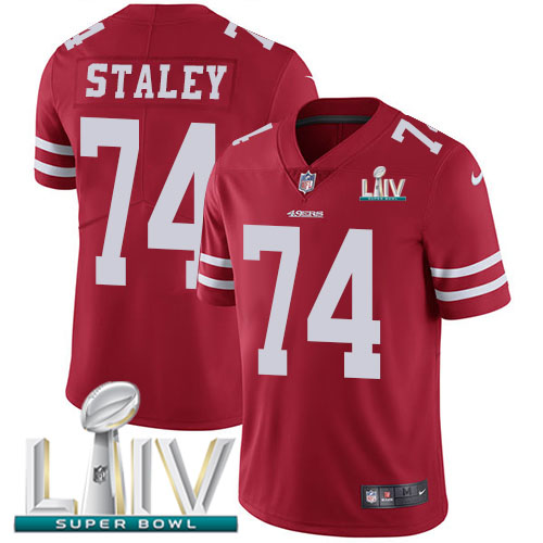 San Francisco 49ers Nike #74 Joe Staley Red Super Bowl LIV 2020 Team Color Youth Stitched NFL Vapor Untouchable Limited Jersey
